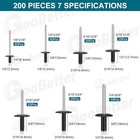 200pcs Pop Rivets Assortment Large Flange Aluminum Blind Rivets 1 8  3 16  1 4 
