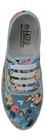 Womens Light Blue Floral Print Canvas Sneakers Lace Up Plimsoll Tennis Shoes
