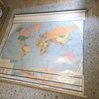 Nystrom 1967- 3  Pull Down School Hanging Wall Map  World  And United States 