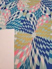 Awesome Rare Vintage Mid Century Retro 70s 60s Blu Pnk Op Art Striped Fabric 
