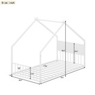 Twin Size Metal House Bed W roof colorful Lights slats For Boy Girls Young Teens