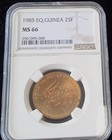   gem Bu Ms66 Top Pop   1985 Equatorial Guinea 25 Francos -aluminum Bronze Km 60