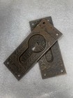 Antique Pair Of Victorian Cast Iron Pocket Door Escutcheon Reading Windsor  2