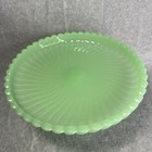 Vintage Jadeite Green Milk Glass Swirl To Scalloped Edge Cake Stand 10 1 2 