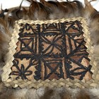 Decorative Polynesian Fan Traditional Geometric Patterns Bordered By Feathers