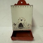 Metal Tin Match Box Stick Holder Vintage Red Lady In Rose Garden Design