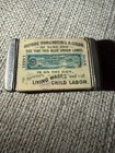 C1905 Cigar Makers   Workers Union Celluloid Pocket Advertising Match Safe Vesta