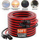 50ft Solar Panel Extension Wire With Female   Male Connectors 10awg 1 Pair