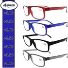Classic Rimless Compact Reading Glasses Readers Slim Lens Design Unisex 4 Pairs