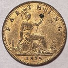 1875-h Queen Victoria Farthing Extremely Fine Xf Coin  Cleaning  17485