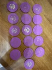 Lot Of 16 Vintage Slots-a-fun Casino 25c Poker Chips Tokens Las Vegas Nv Purple