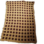 Hand Made Crochet Afghan Throw Blanket Brown Gold Granny Square 65 x45 