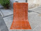 Orange Overdyed Oushak Rug 3 5x6 6 Ft Vintage Turkish Wool Distressed Carpet