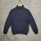 Polo Ralph Lauren Sweater Mens Large Navy Blue Pima Cotton 1 4 Zip Mock Neck