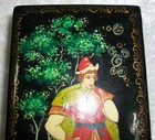 Vintage Signed Russian Hand Painted Palekh Fairytale Prince Hinged Lacquer Box