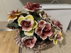 Vintage Gorgeous Capodimonte  Floral Centerpiece   Made In Italy  16 5x14 5large