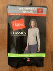 Hanes Women s Long Sleeve Waffle Crewneck Black Shirt Tagfree Size Small New