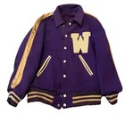 Vintage 50s Wildcats    w    Purple Gold Reversible Wool Satin Varsity Letter Jacket