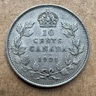 1921 Canada 10 Cents  800 Silver George V Km  23a 1921 10c