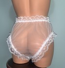 New Sheer Chiffon Panties Hi Cut Bikini Brief Panty 2x 9 Satin Bows Open Crotch