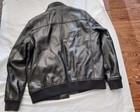 Levi s Men s Xl Black Faux Leather Bomber Jacket Zip Stand Collar Epaulette