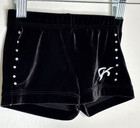 Gk Elite   Child Small S Cs Black Velvet Velour Bling Gymnastics Cheer Shorts