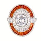Vtg Art Deco Nouveau Czech Orange Cz Engagement Wedding Cocktail Ring Sz8