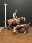 Rare Hagan Renaker Cowboy On Cutting Horse With Steer 1958-1966 8 1 2    Tall