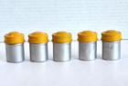 Set Of Five  5  Vintage 35mm Aluminum Film Canister Unbranded - Metal Yellow Top