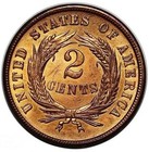 1864 Two Cent Piece Large Motto  Fully Red Sharp Details  Scarce This Nice  98