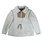 Coach Signature Pattern High Neck Fleece Boa Jacket Ivory Size S Mens