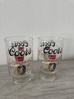 2 Vtg 1970s Coors Tumbler Footed Glass Mcm Bar Banquet Beer Advertising 32 Oz