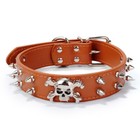 Big Dog Collar Heavy Duty Studded   Spiked Rivet Leather Pitbull Mastiff 16 -20 