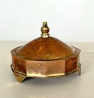 Brass Trinket Box Hinged Footed Red Velvet Lined Jewelry Box Vintage