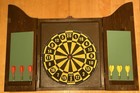 Vintage St  George Fully Licensed Wooden Dartboard Cabinet With Board And Darts