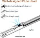 Mendini By Cecilio C Flute  16-key Closed Hole W  Case  Gloves - Silver Nickel