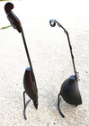 Vintage  Handmade Carved Wood metal Music Instrument Sculptures - Lute And Sitar