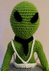 Green Alien Doll With Spacecraft - Going To Work- Handmade Crochet