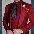Jacquard Men s 3-piece Suit Set Floral Pattern Party Dress Formal Groom s Tuxedo