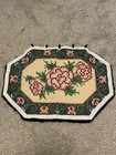 Vintage Handmade Latch Hook Floral Roses Accent Rug 22x29 Shag Wall Hanging Boho