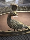 Ornate Vintage  Gold  Metal Peacock Oval Mirror Vanity Makeup Tray For Repairs