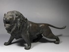 Japanese Bronze Lion Statue Antique Vintage Artwork 33cm 3449g
