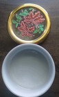 Vintage Poinsettia  Trinket Box  Jewelry Dish -24kt Gold Trim- Made In Japan