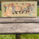 Large 19    Vtg German  Wood Relief Carving Children Tug Of War Mcm Folk Art 