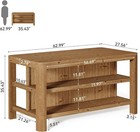 63-inch Farmhouse Solid Wood Kitchen Island With Storage Shelves For Dining Room