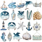 20 Pcs Metal Ocean Beach Ornaments Summer Tree Ornament Bulk Coastal Nautical 