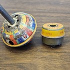 Vintage G-top M o Spring Colorful Litho Print Spinning Top Tin Toy Works