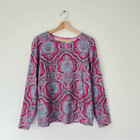 Talbots Classic Cotton Crewneck Tee In Mod Paisley Size Xlp