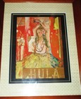 Hawaii Vintage Hula Print Woven Matting Koa Veneer Frame 14  X 17 