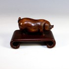 Signed Vintage Japanese Wooden Pig  Sh  wa Period
